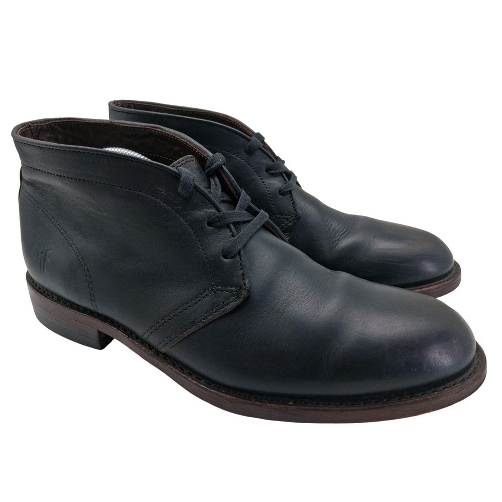 Frye Boots Mens Size 10 Narrow Black Leather Chukka Ankle Casual Dress Boots USA